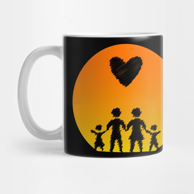 Family Sunset Love Mom Dad Children Heart Gift Idea by JeZeDe